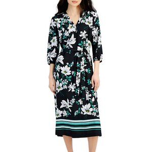 Jones New York Women's V-Neck Shift Dress Size XL NWT 3/4 Sleeves Floral Print